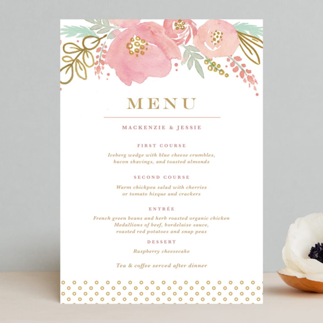 "Floral Vignette" - Menus in Brass by Kristen Smith - Front