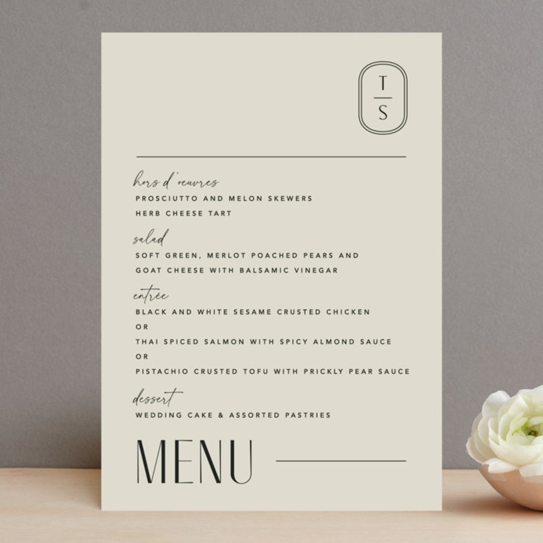 "Seraphina" - Menus in Sand by Robert and Stella - Front