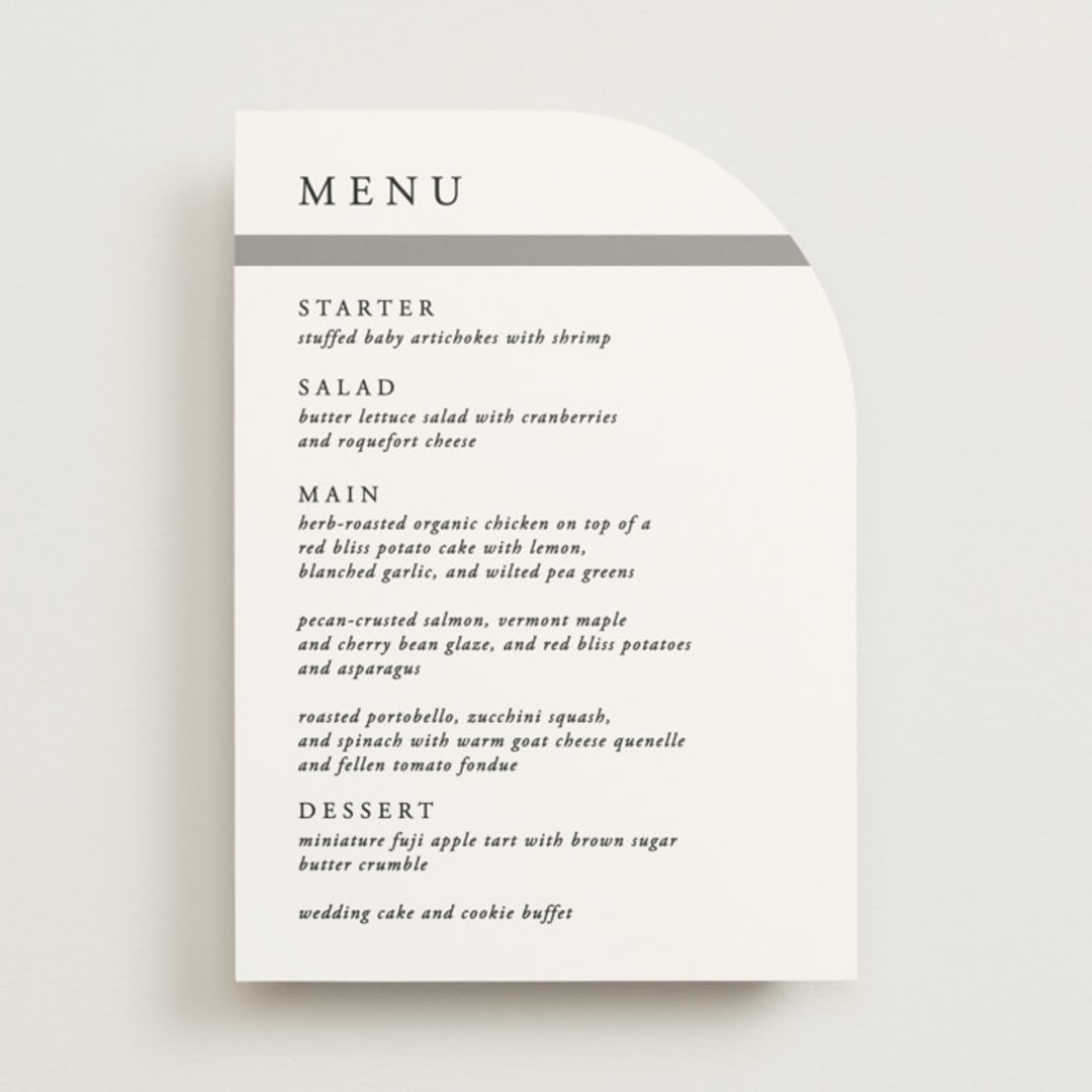 "Portrait" - Menus in Platinum by Heather Schertzer - Front
