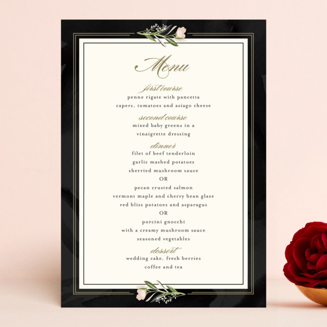 "Forever" - Menus in Blush by Susan Moyal - Front