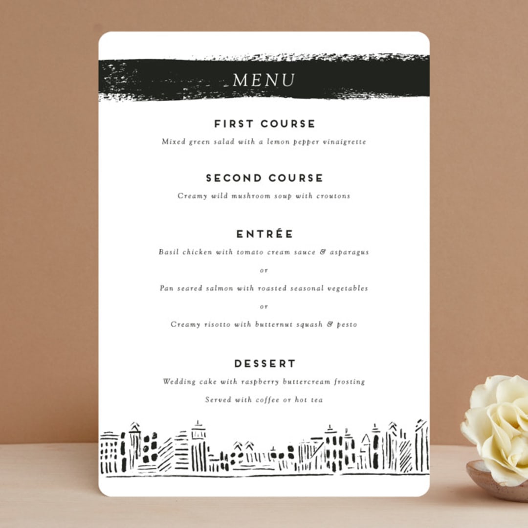 "Love In The City" - Menus in Pearl by Shiny Penny Studio - Front