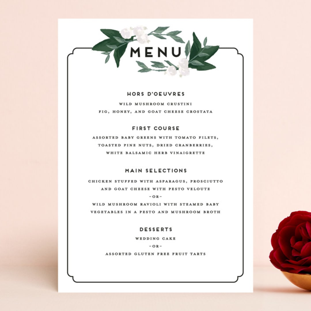 "Botanical Name Plate" - Menus in Sage by Shiny Penny Studio - Front