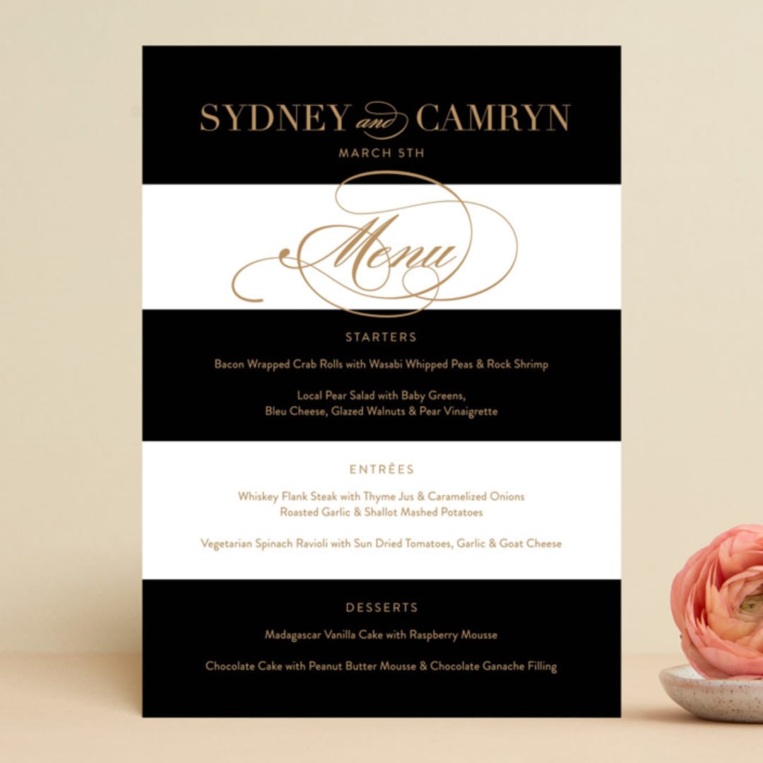 "Fashion District" - Menus in Black Tie by Jill Means - Front