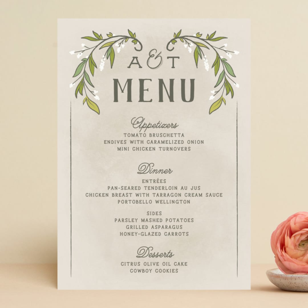 "Rustic Love" - Menus in Parchment by GeekInk Design - Front
