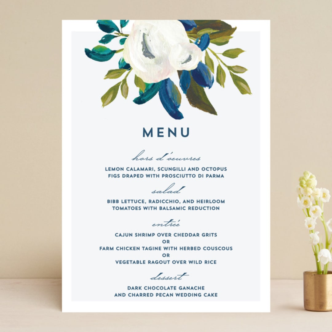 "Our Something Blue" - Menus in Ocean by AK Graphics - Front