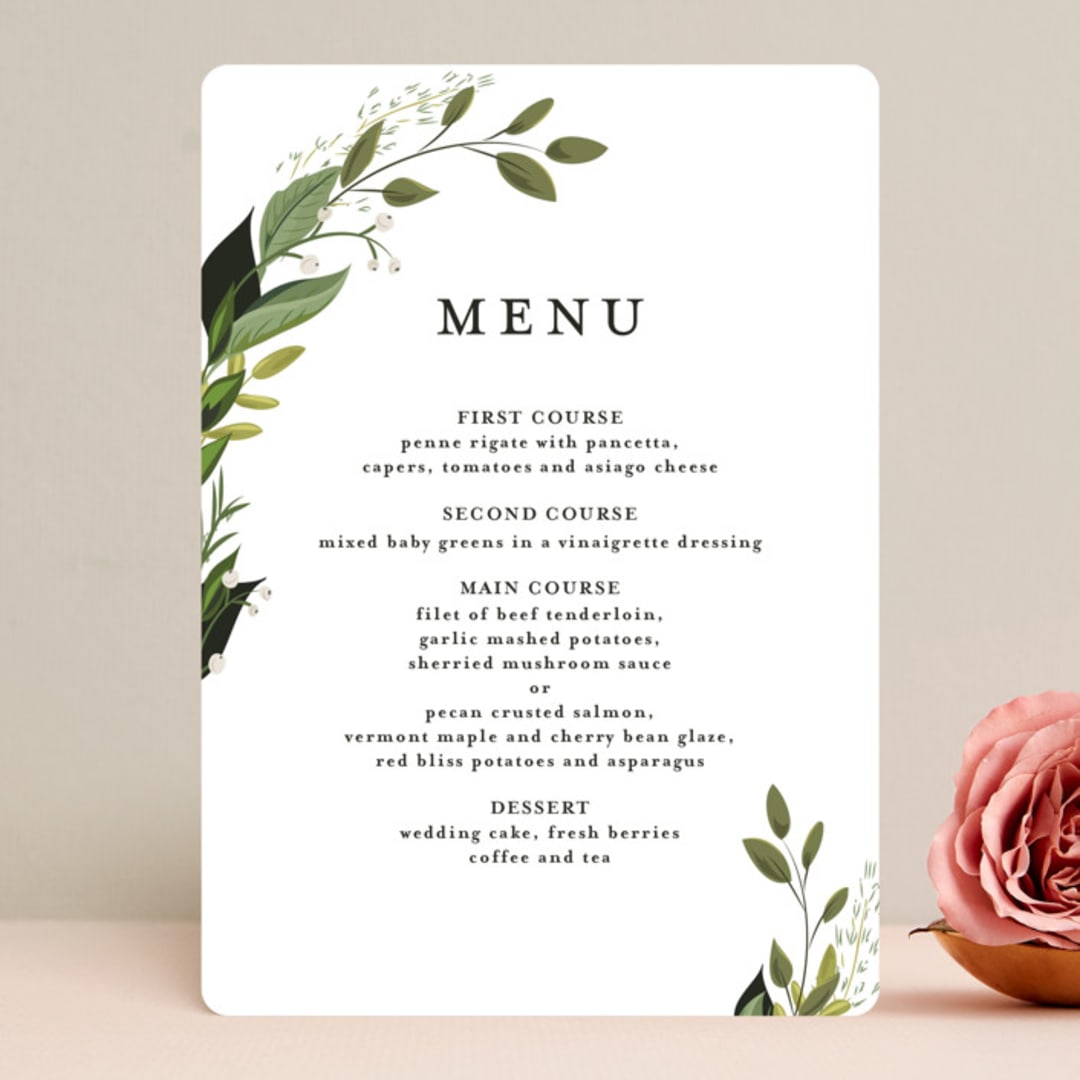 "Vines of Green" - Menus in Fern by Susan Moyal - Front