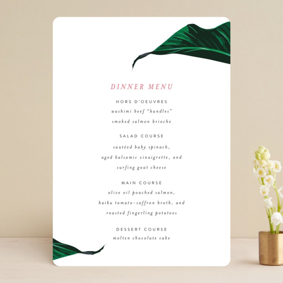 "Mod Palm" - Menus in Pearl by Erin Hodges - Front