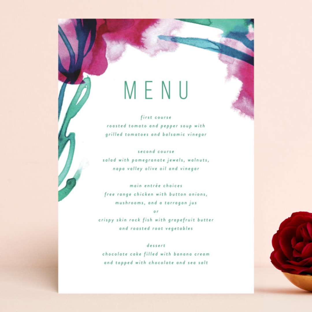 "Airy Blooms" - Menus in Haute Hibiscus by Simona Camp - Front