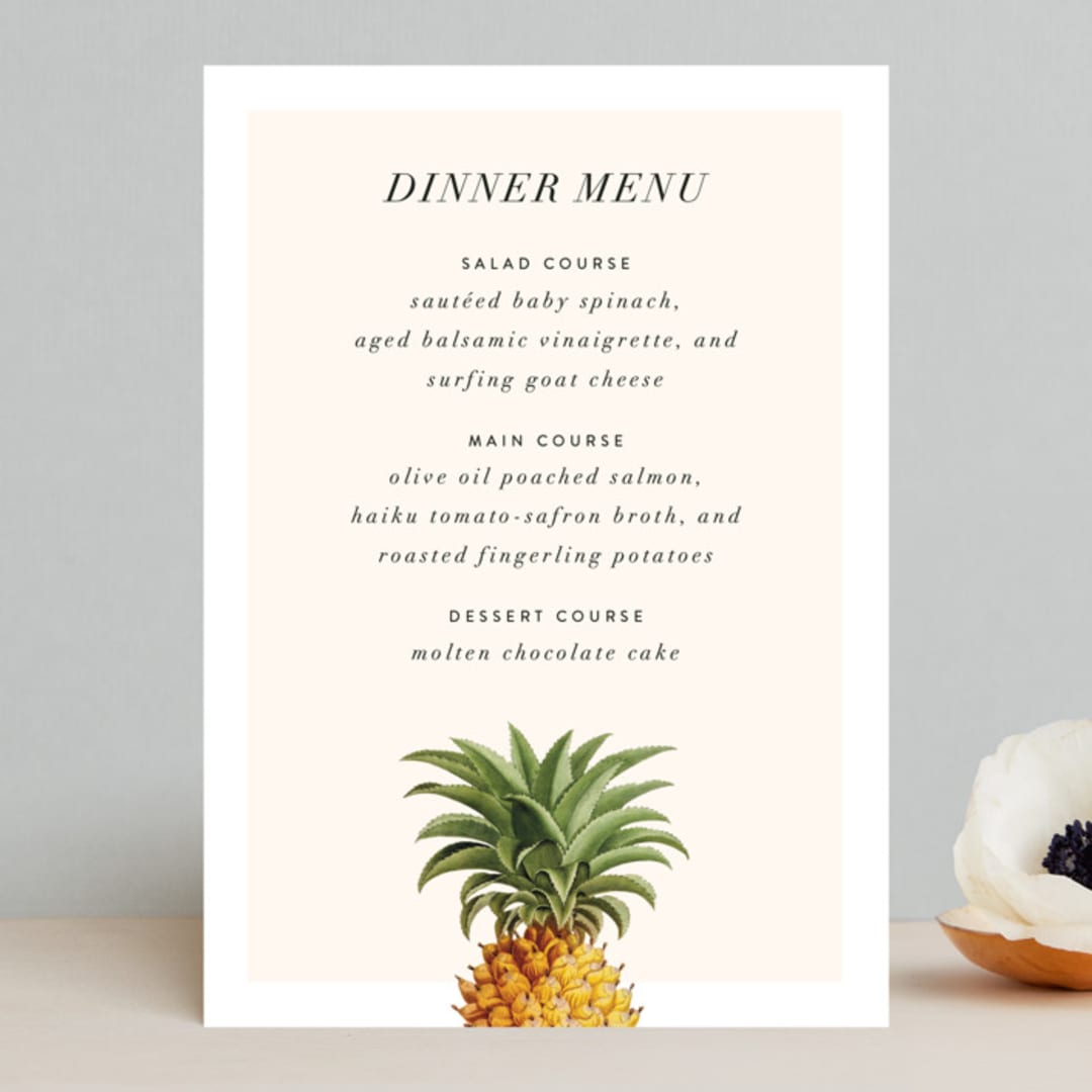 "Party in Paradise" - Menus in Pineapple by Erin Hodges - Front