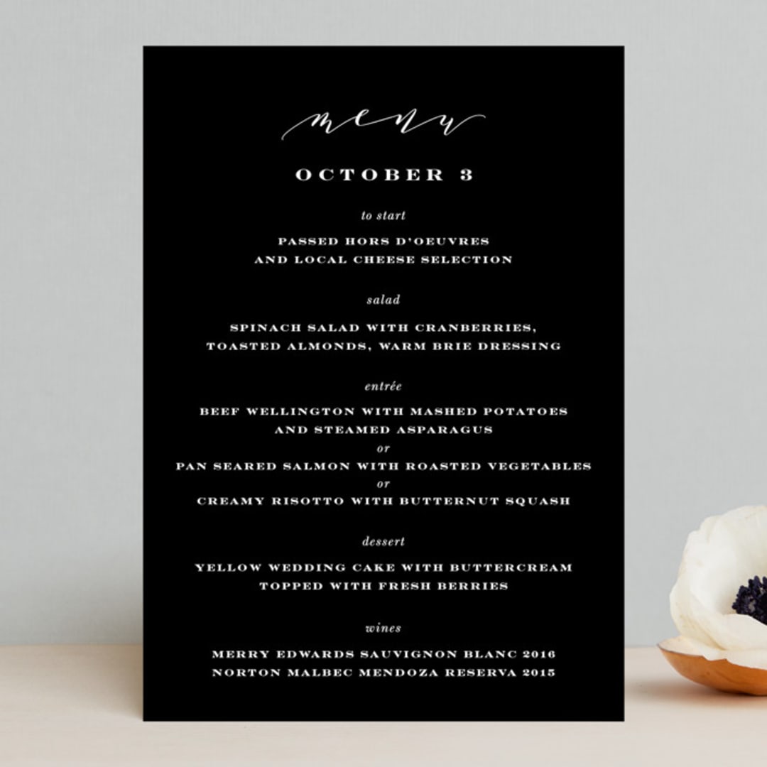 "Perspective" - Menus in Noir by Kimberly FitzSimons - Front