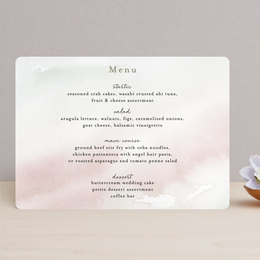 "Sweet Setting" - Menus in Carnation by Lindsay Megahed - Front