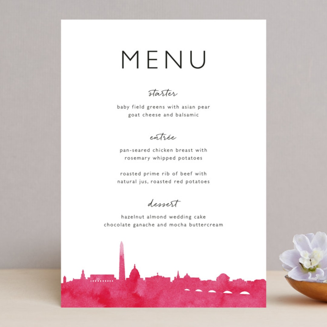 "Skyline - Washington DC" - Menus in Magenta by Laura Condouris - Front