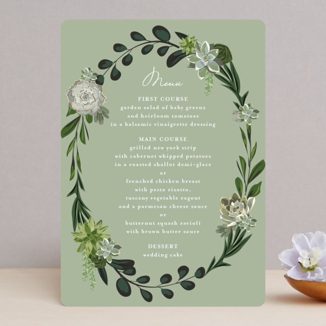"Agave & Greens" - Menus in Ivory by Susan Moyal - Front
