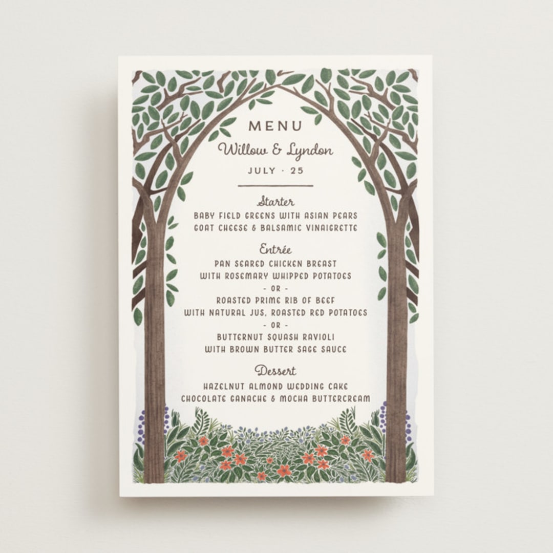 "Nature's Chapel" - Menus in Forest by Paper Sun Studio - Front