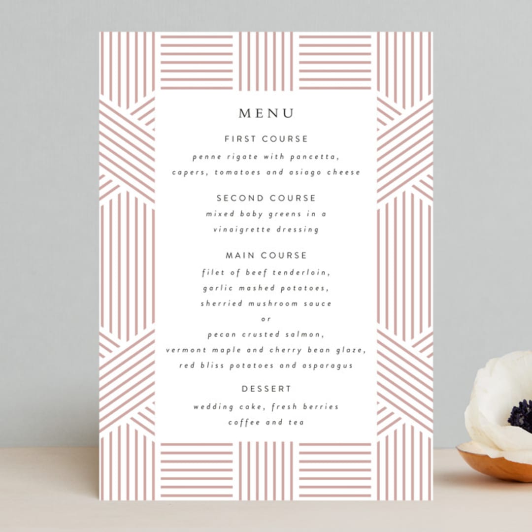 "Tara" - Menus in Blush by Kampai Designs - Front
