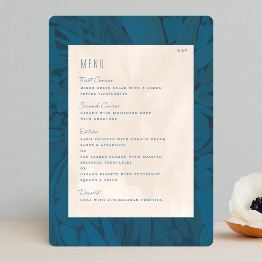 "Floral Burst" - Menus in Ocean by Morgan Ramberg - Front