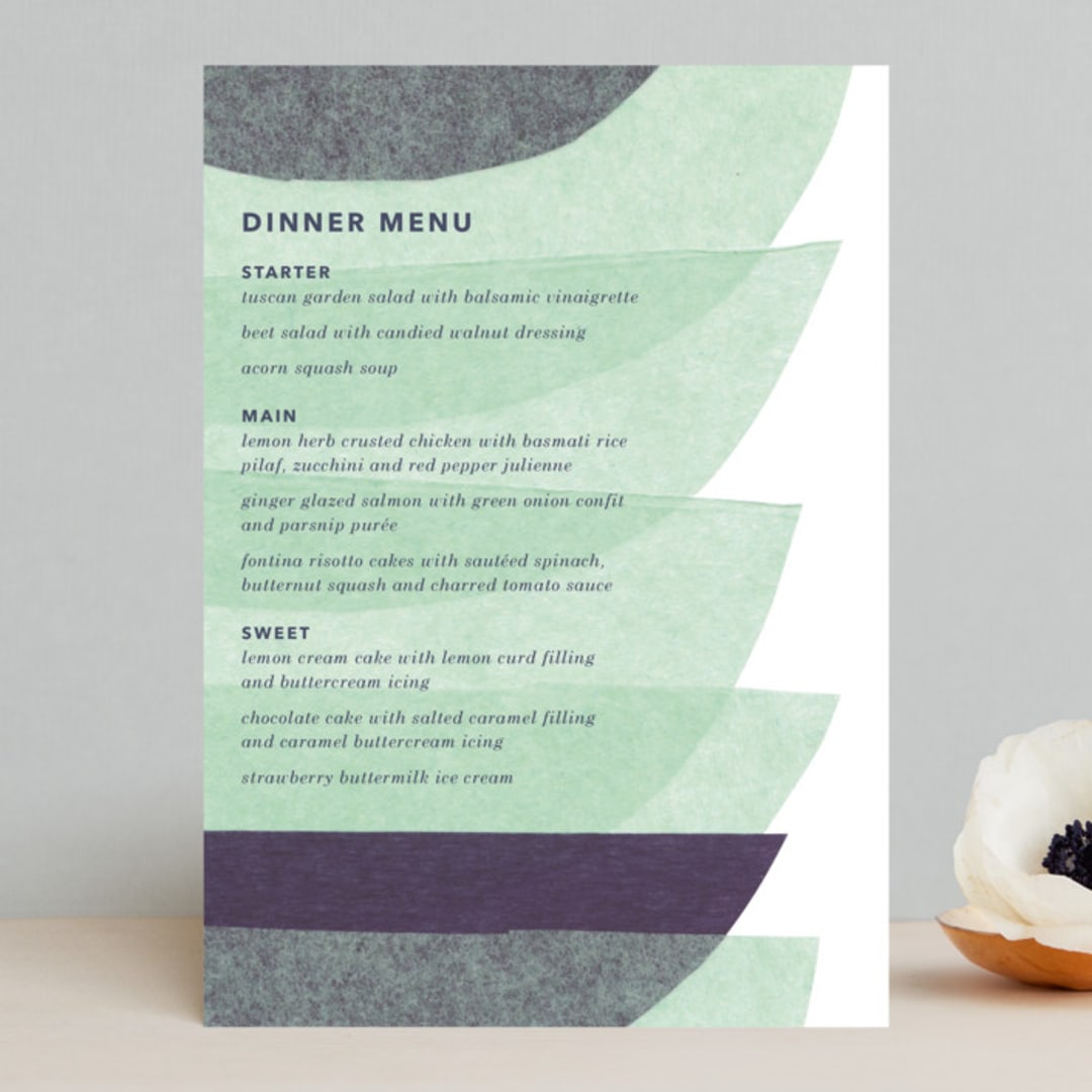 "tissue union" - Menus in Cucumber by Carrie Moradi - Front