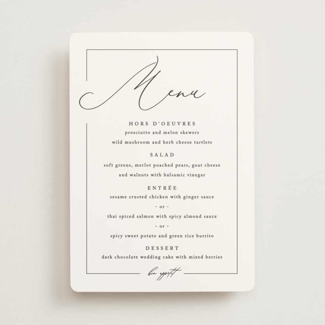 "Love Story" - Menus in Alabaster by Liz Conley - Front