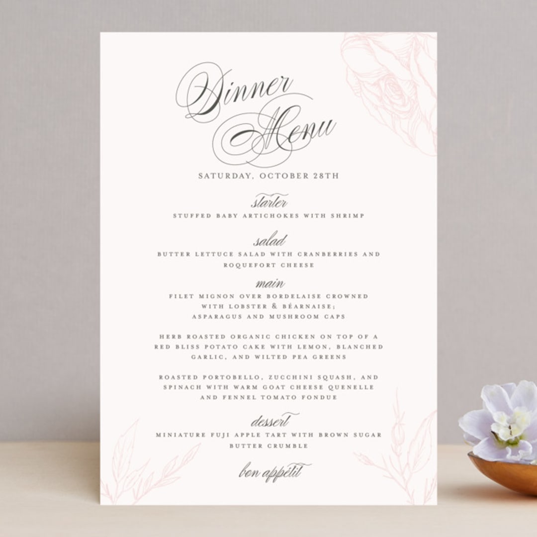 "Flora" - Menus in Blush by Nicoletta Savod - Front