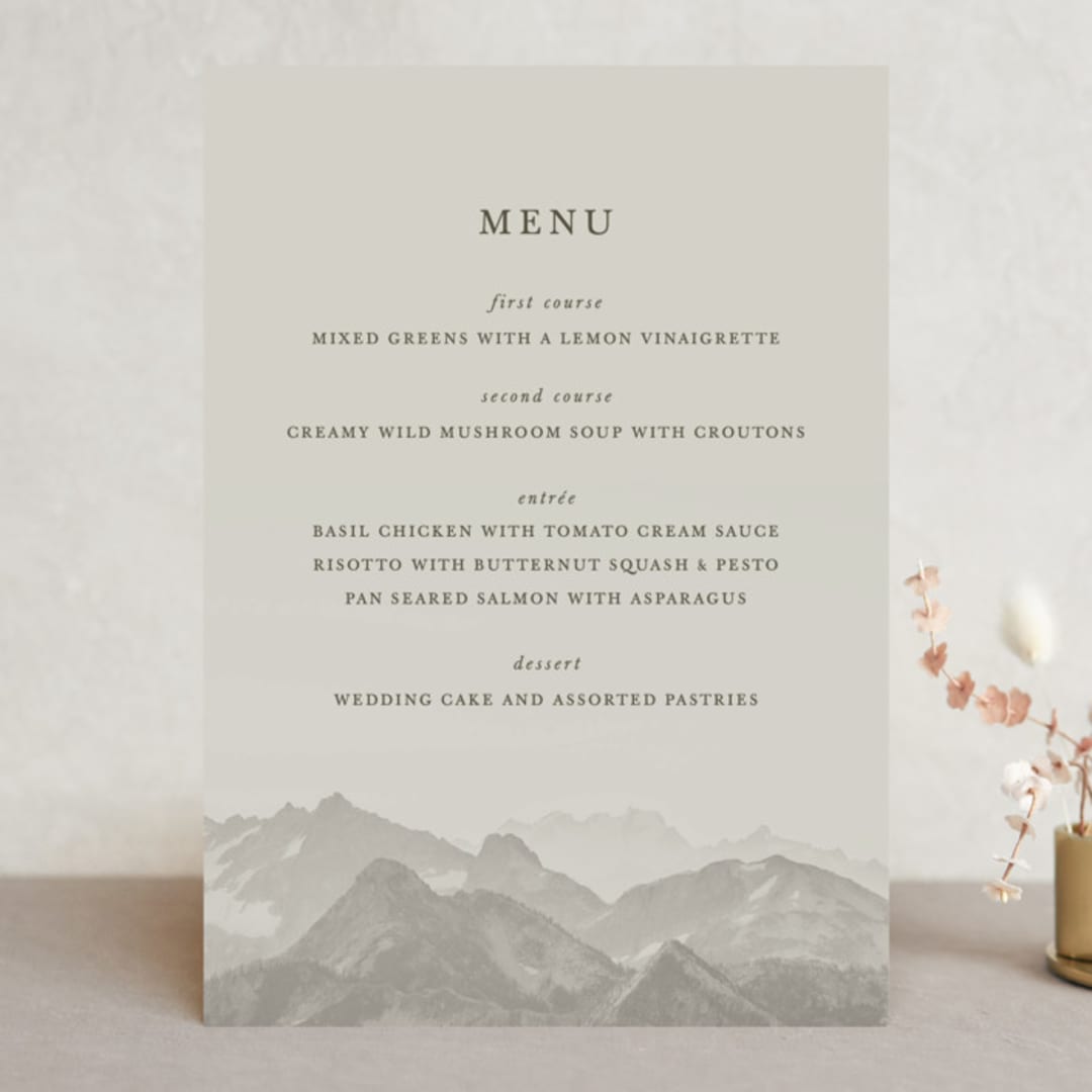 "Modern Mountain" - Menus in Fog by Stephanie Biller - Front