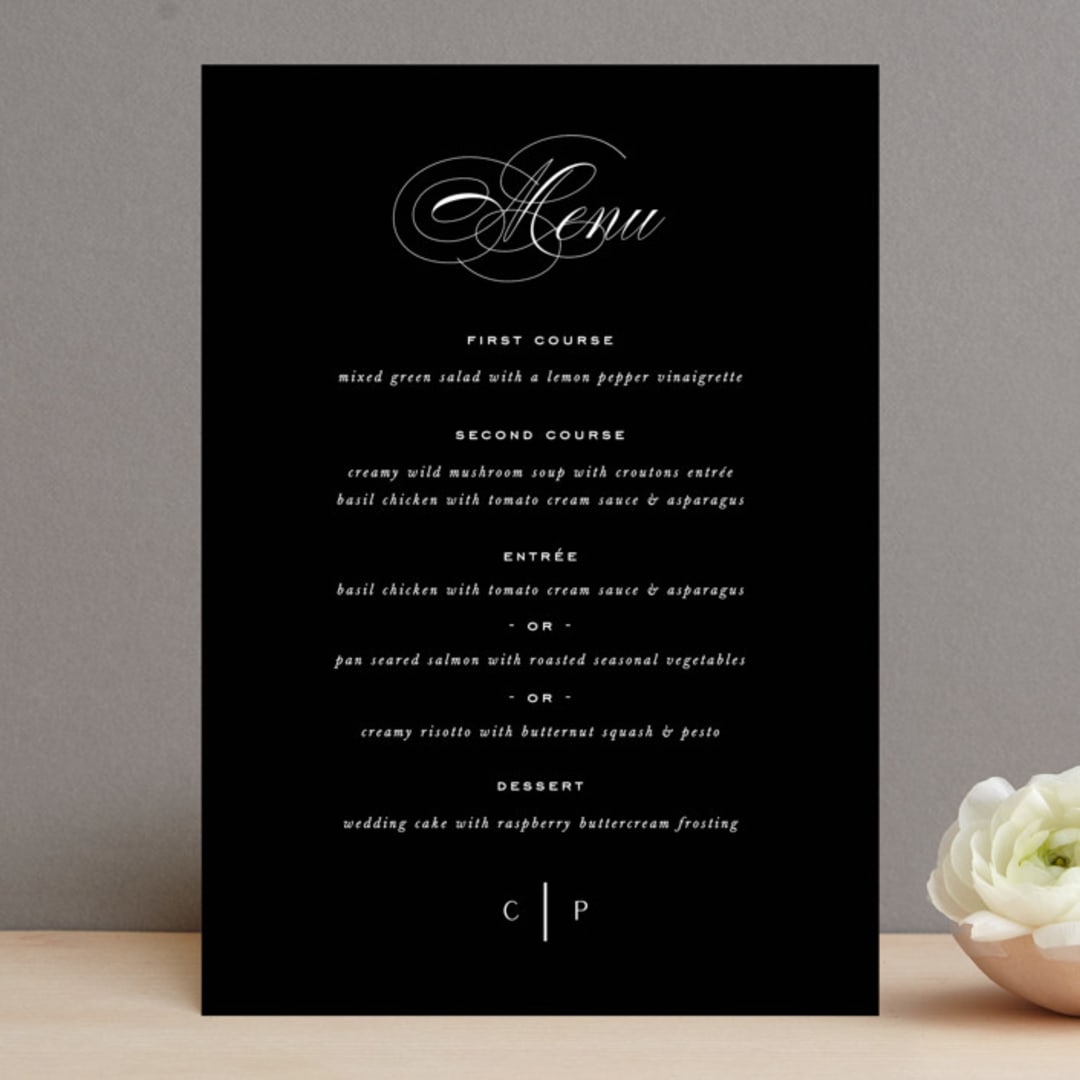 "Soft Florals" - Menus in Coral Wash by Leah Bisch - Front