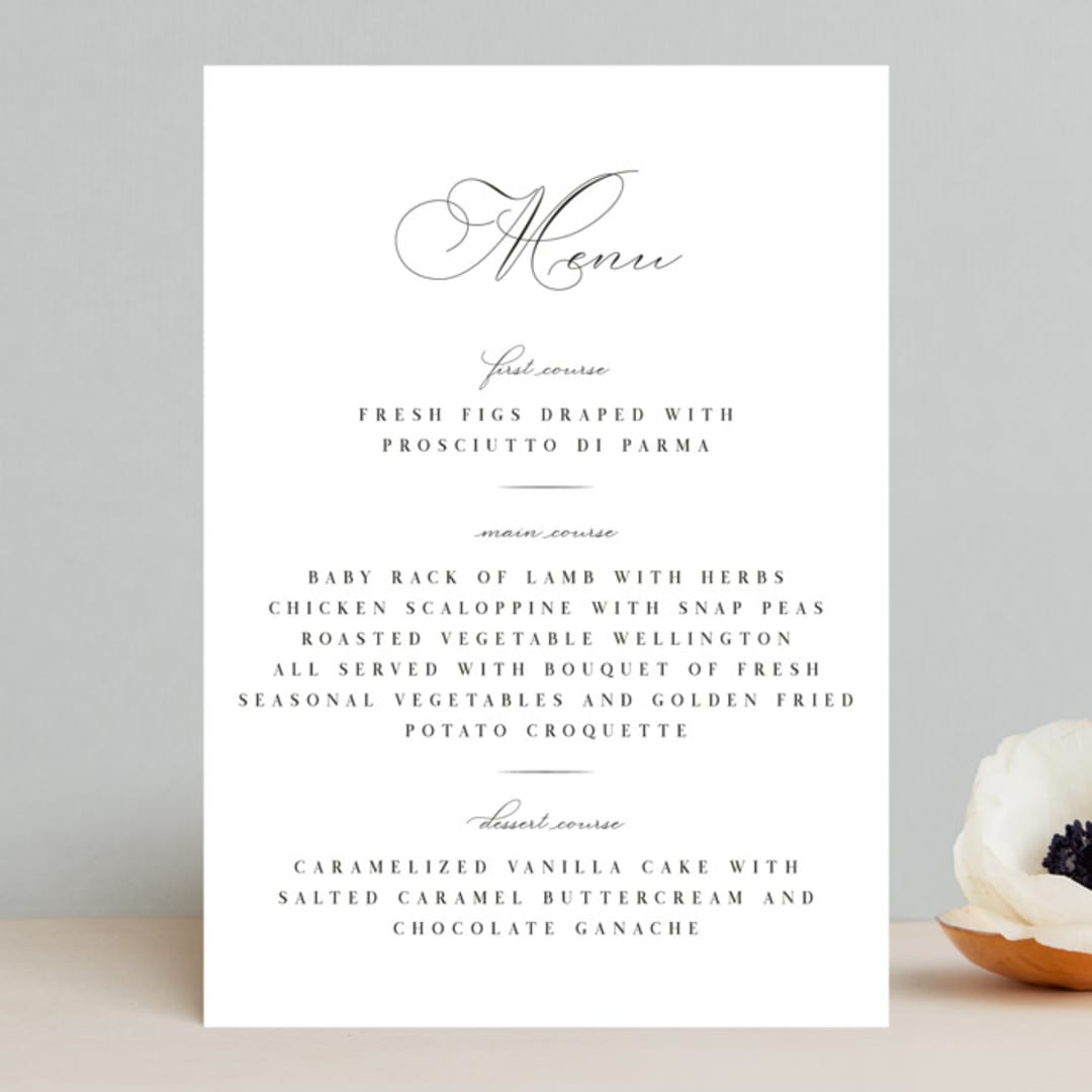 "Sweet Nothings" - Menus in Linen by Keen Peachy - Front