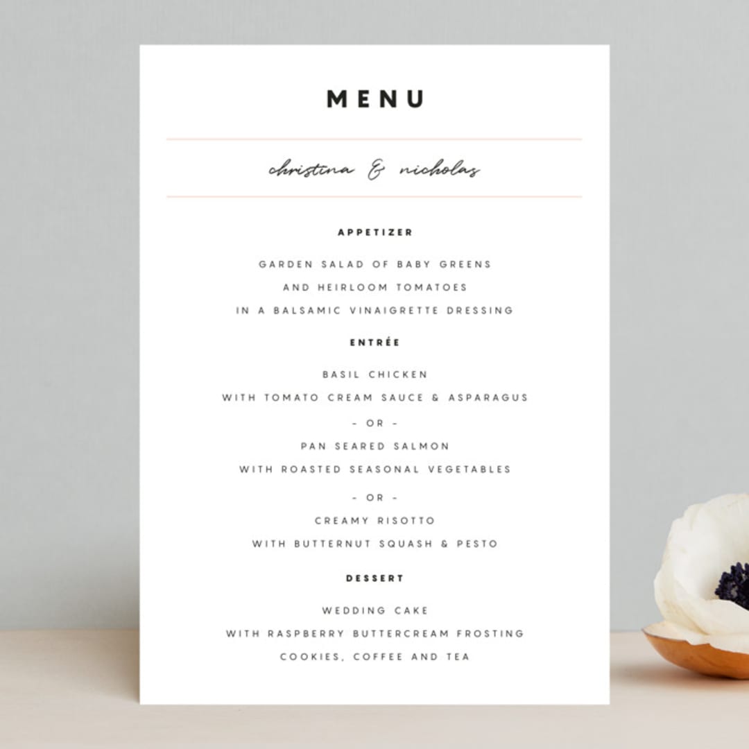 "Textured Dots" - Menus in Blush by Emily Sabol Goss - Front