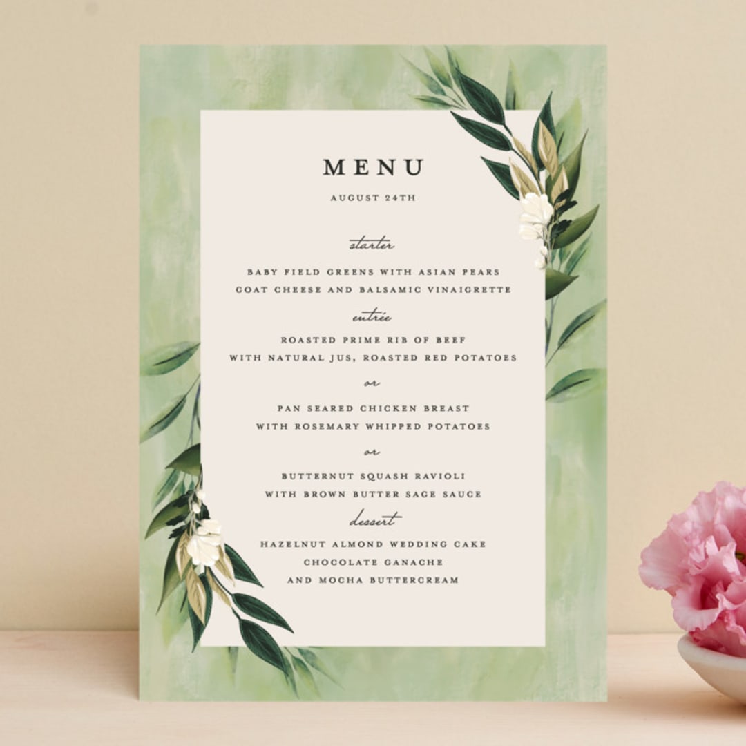 "Botanical Ring" - Menus in Ivory by Susan Moyal - Front