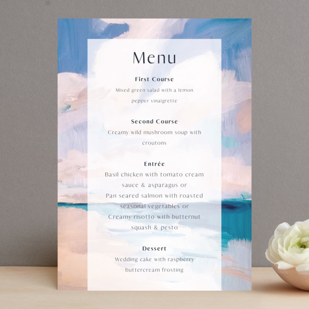 "Sand & Sun" - Menus in Ocean by Nicole Walsh - Front