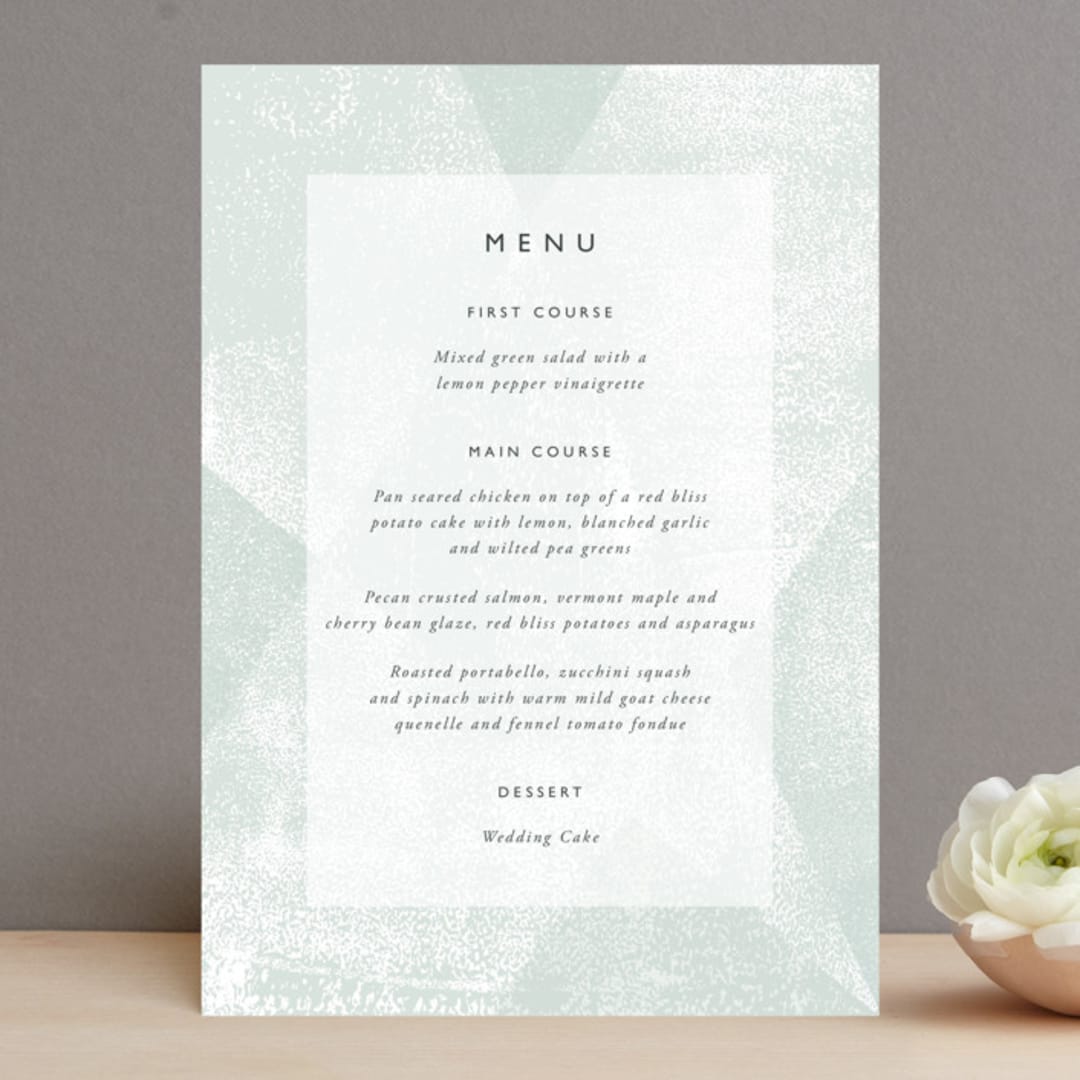 "Elegantly Minimal" - Menus in Seafoam by itsjensworld - Front