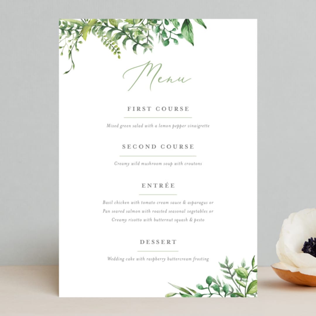 "Bright & Green" - Menus in Sprig by Amanda Day - Front