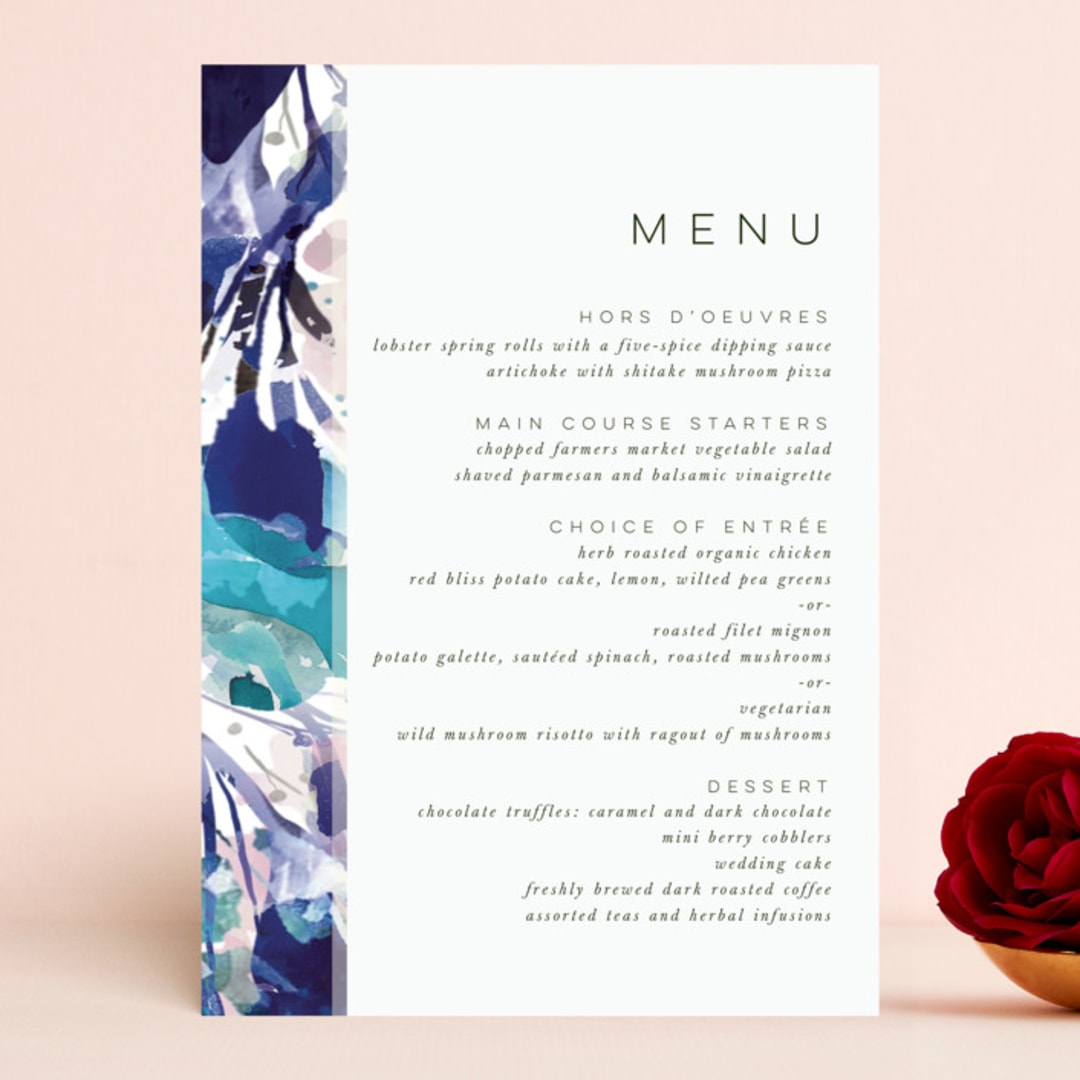 "Blissful Blooms" - Menus in Celestial by Grace Kreinbrink - Front