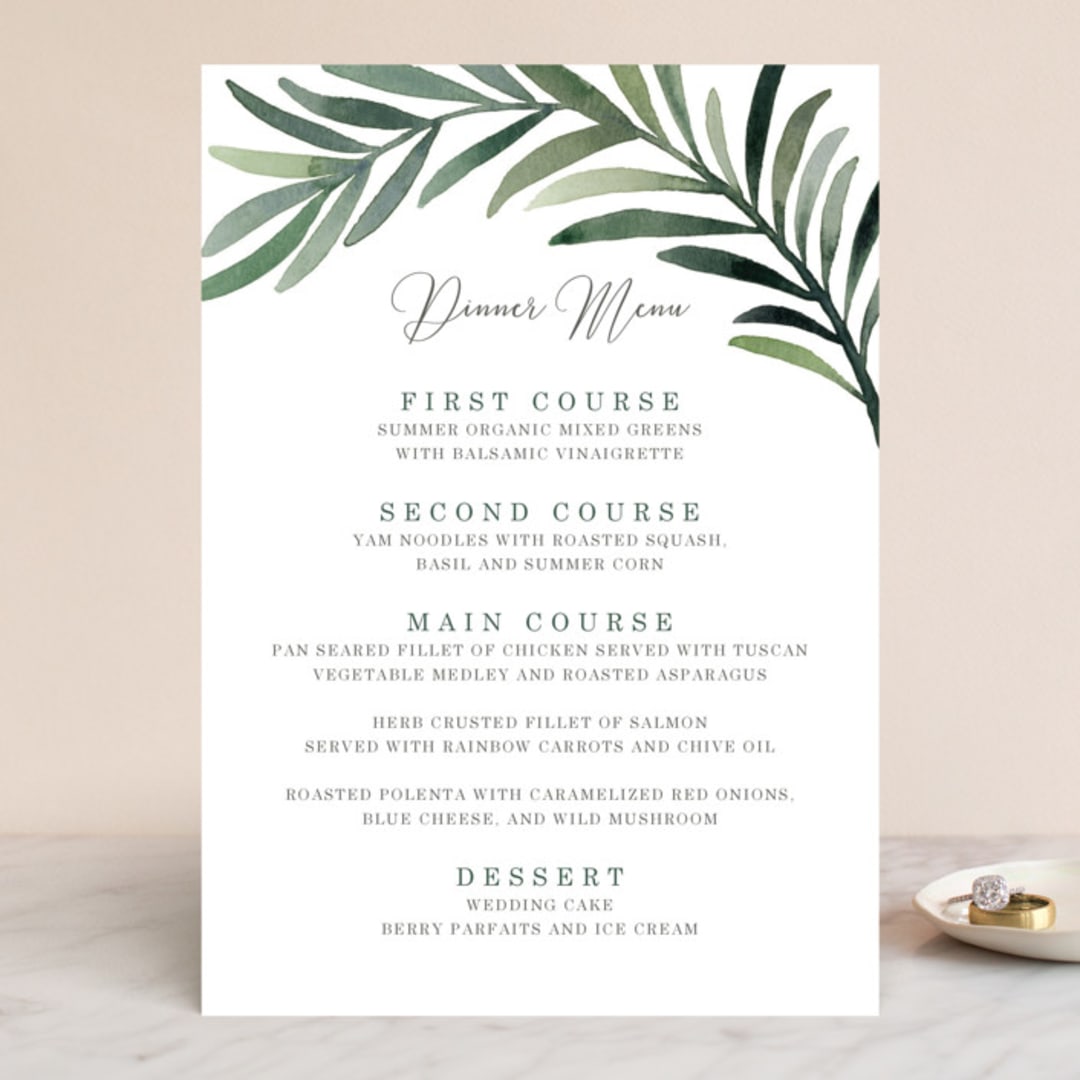 "Green leaf frame" - Menus in Limestone by Yaling Hou Suzuki - Front