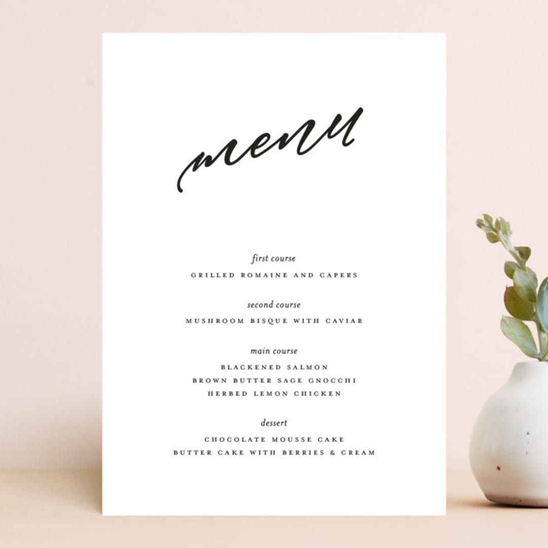 "Why Knot" - Menus in Ebony by Karen Glenn - Front