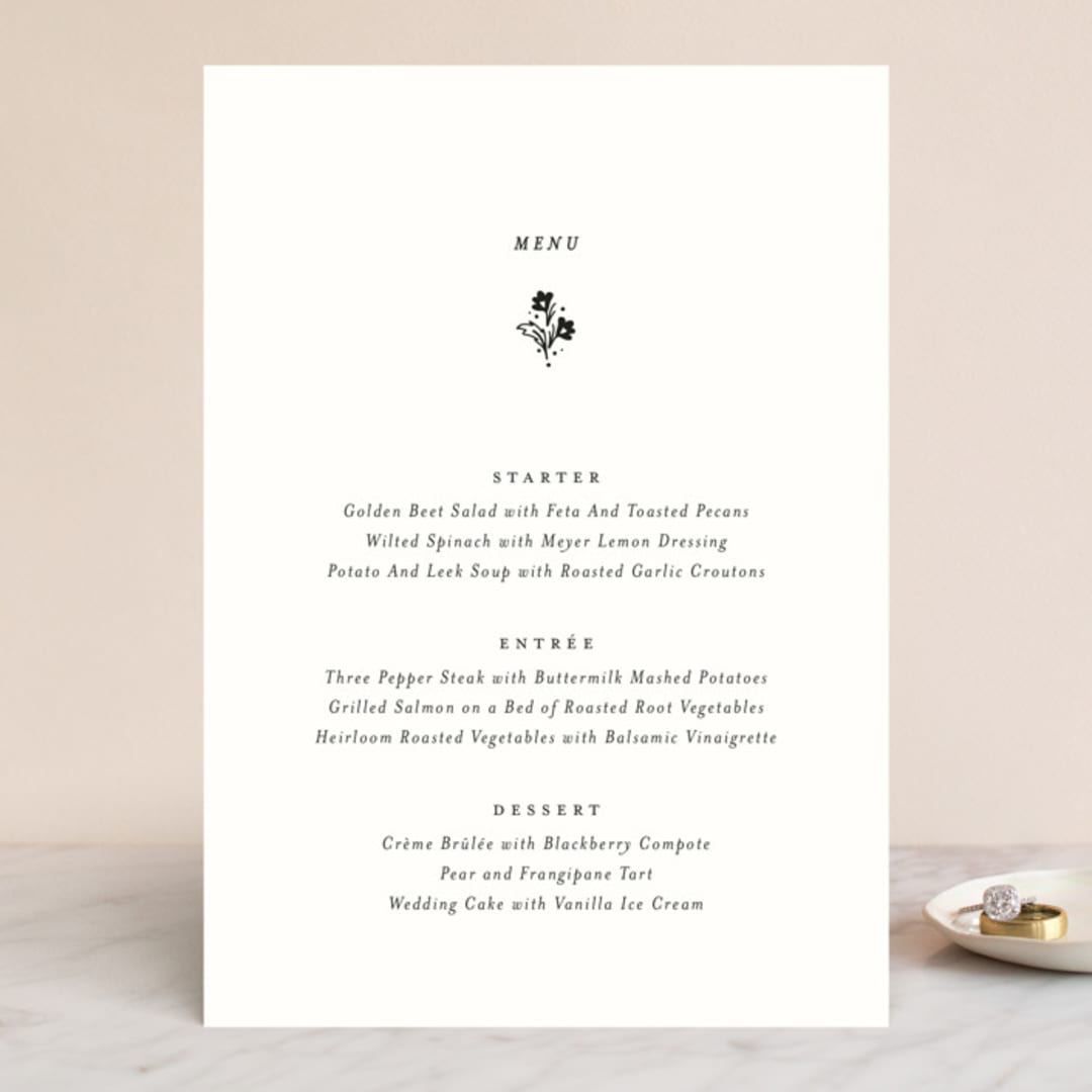 "Heirloom" - Menus in Ink by Kimberly Morgan - Front