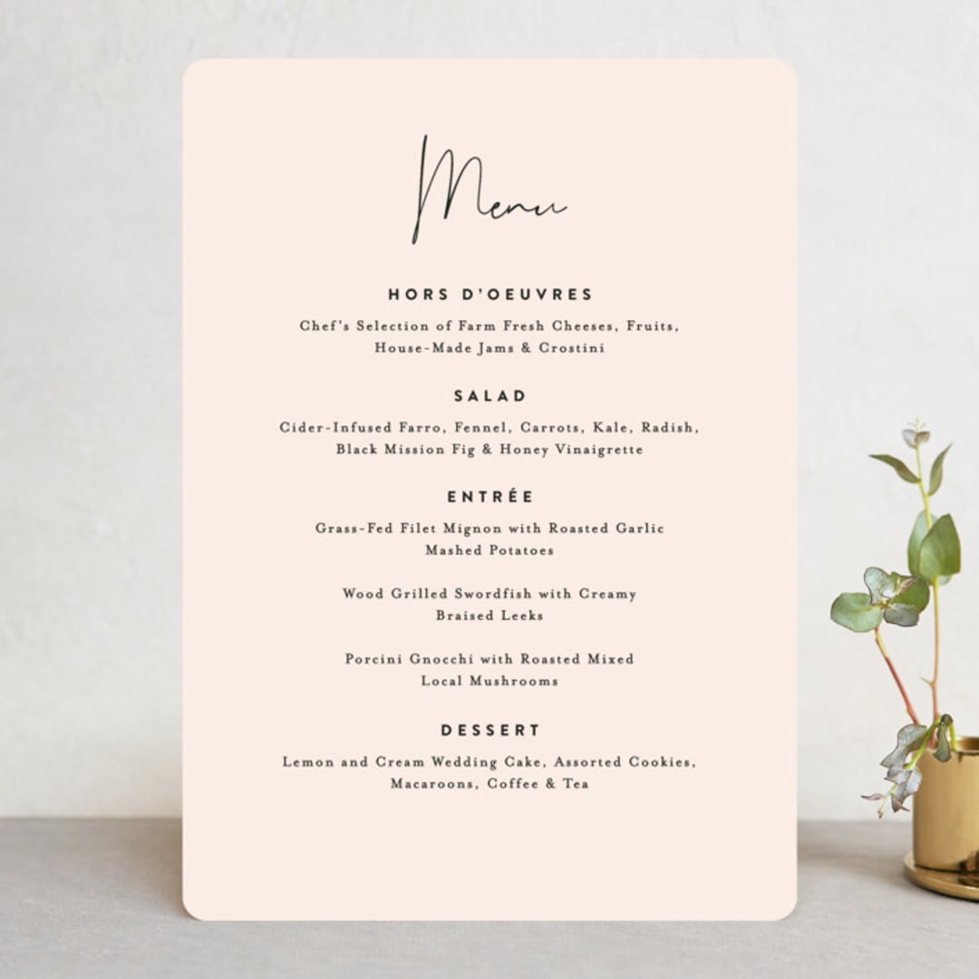 "Just the Two of Us" - Menus in Blush by Jennifer Wick - Front