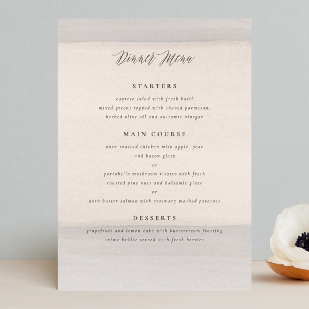 "Sunrise Waves" - Menus in Ocean by Wildfield Paper Co - Front