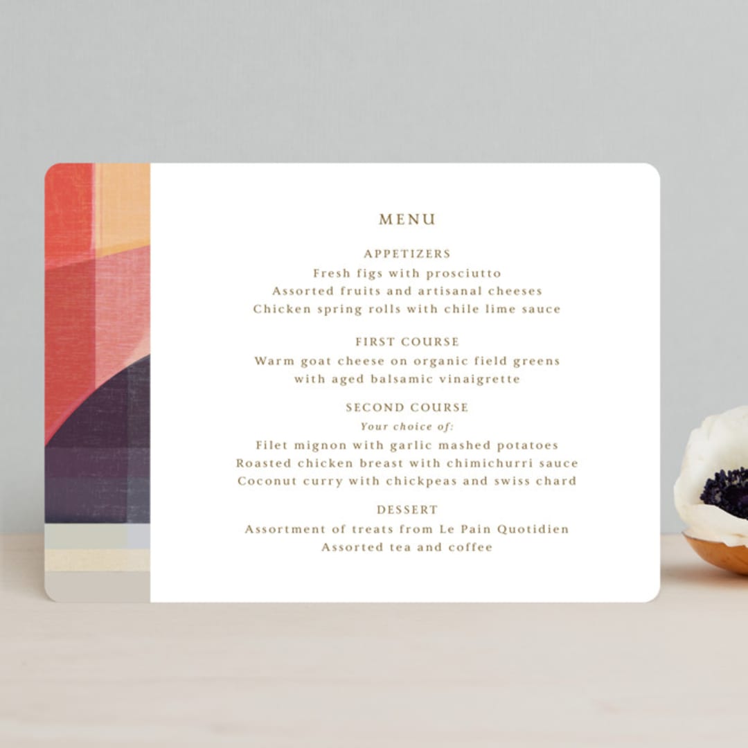 "Edgewater" - Menus in Sunset by Griffinbell Paper Co. - Front