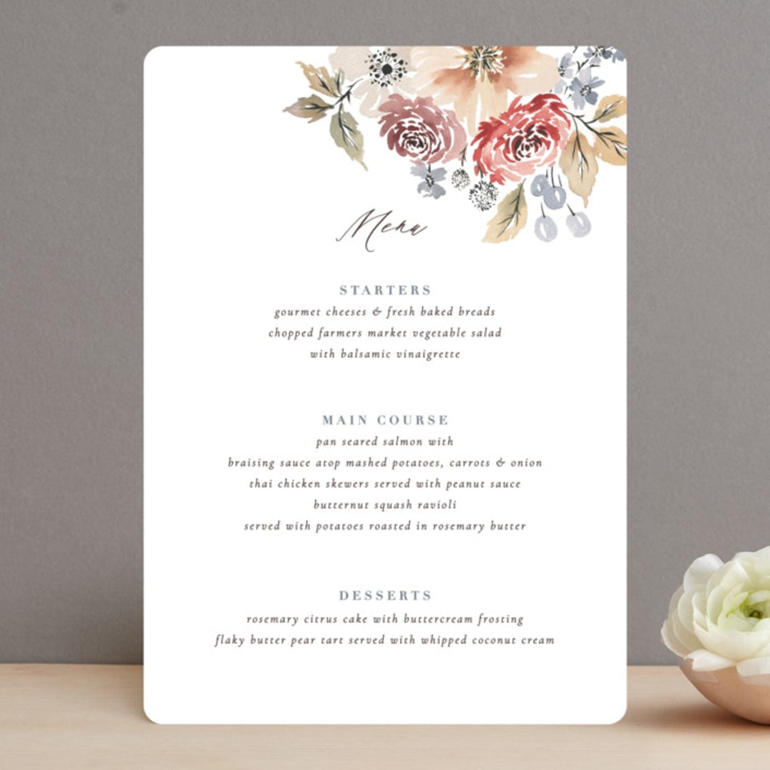 "Wildflower Garden" - Menus in Meadow by Wildfield Paper Co - Front