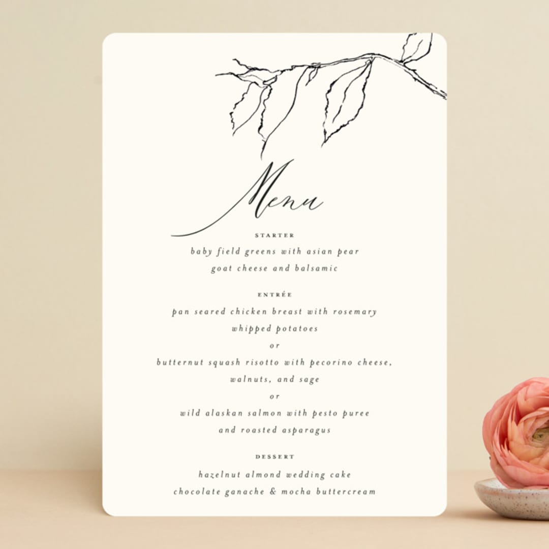 "Elysium" - Menus in Linen by Design Lotus - Front