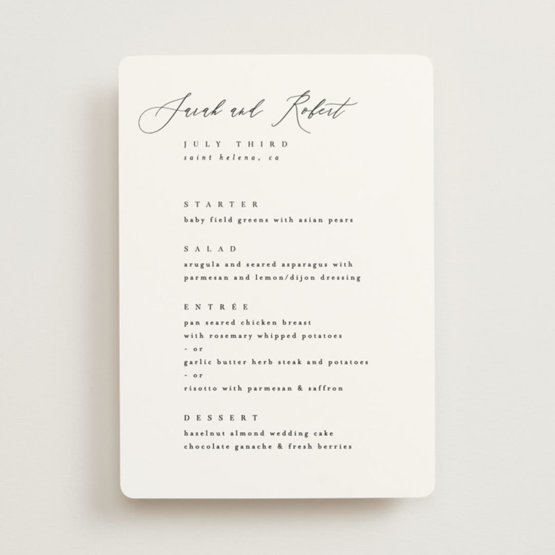 "Corison" - Menus in Classic by Kelly Schmidt - Front