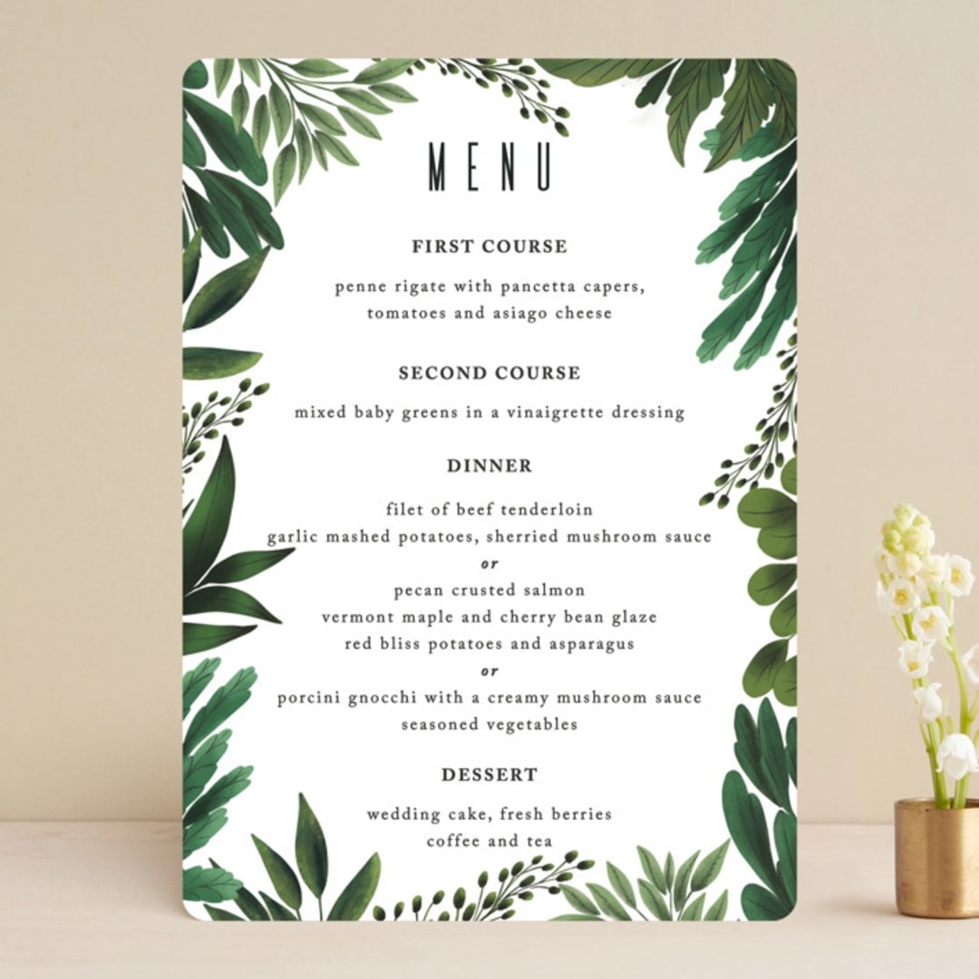"Fresh Greens" - Menus in Emerald by Susan Moyal - Front