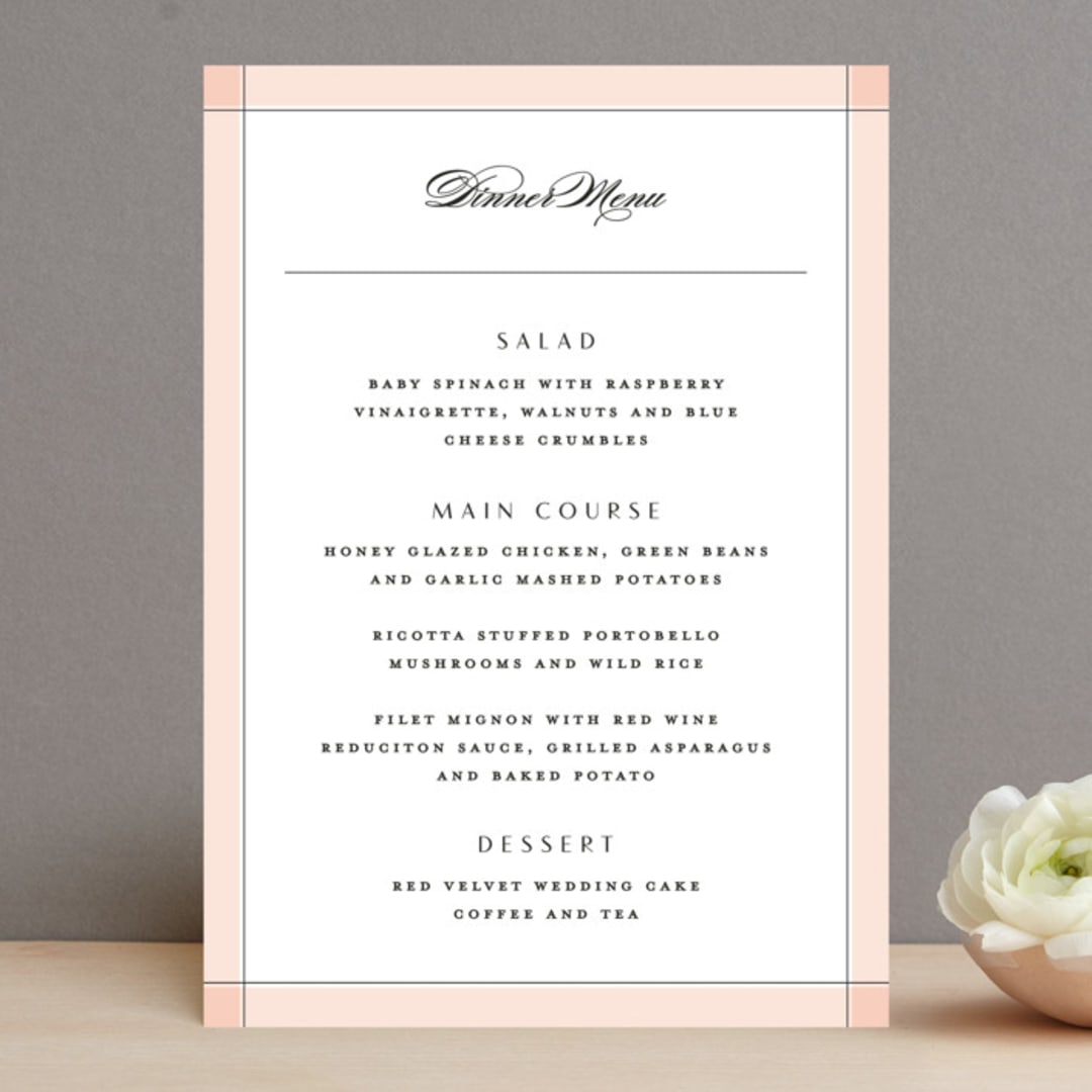 "Classical" - Menus in Blush by Michelle Taylor - Front