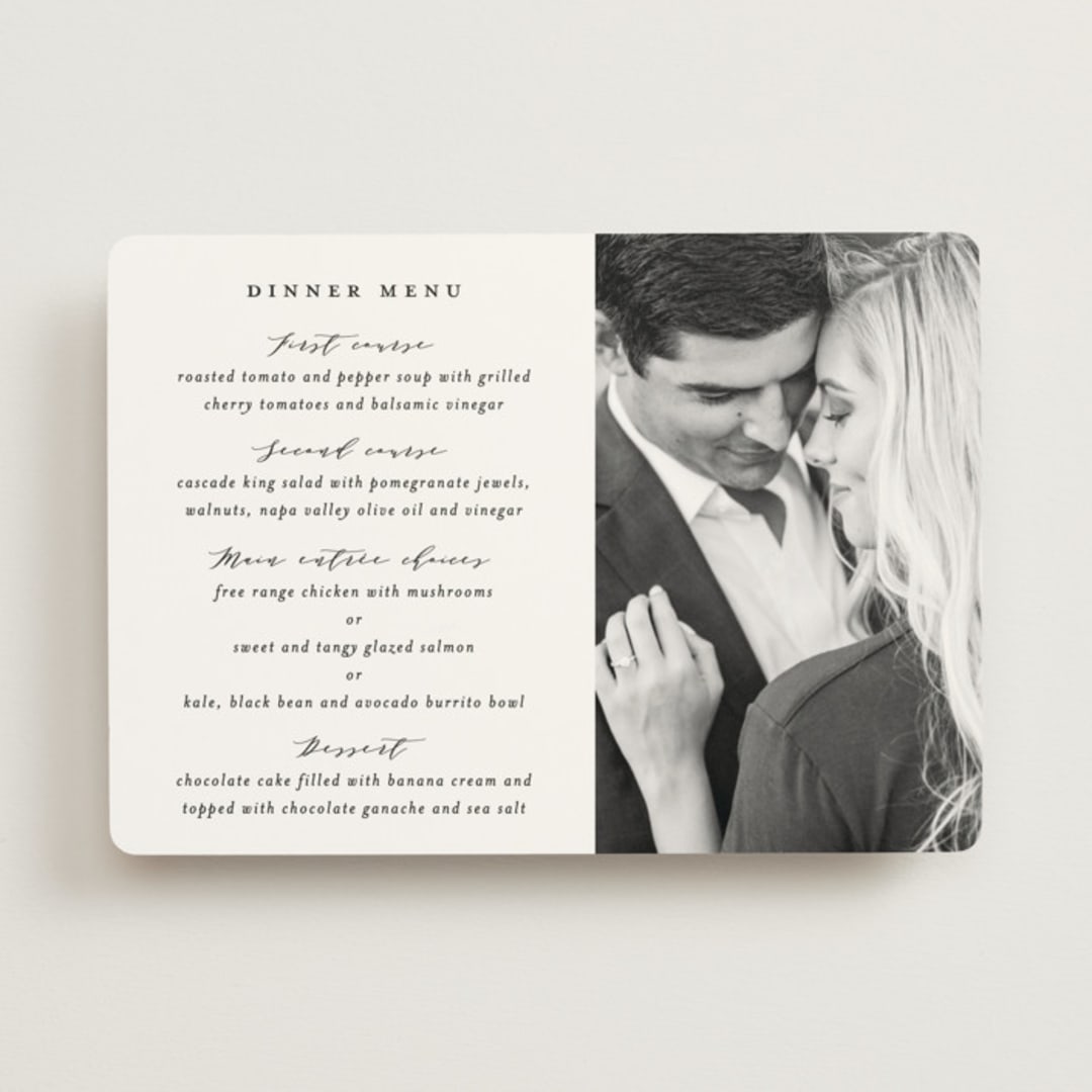 "Classically Us" - Menus in Cotton by Simona Camp - Front