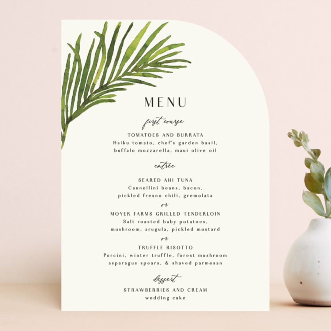 "Tropical Vows" - Menus in Jade by Chris Griffith - Front