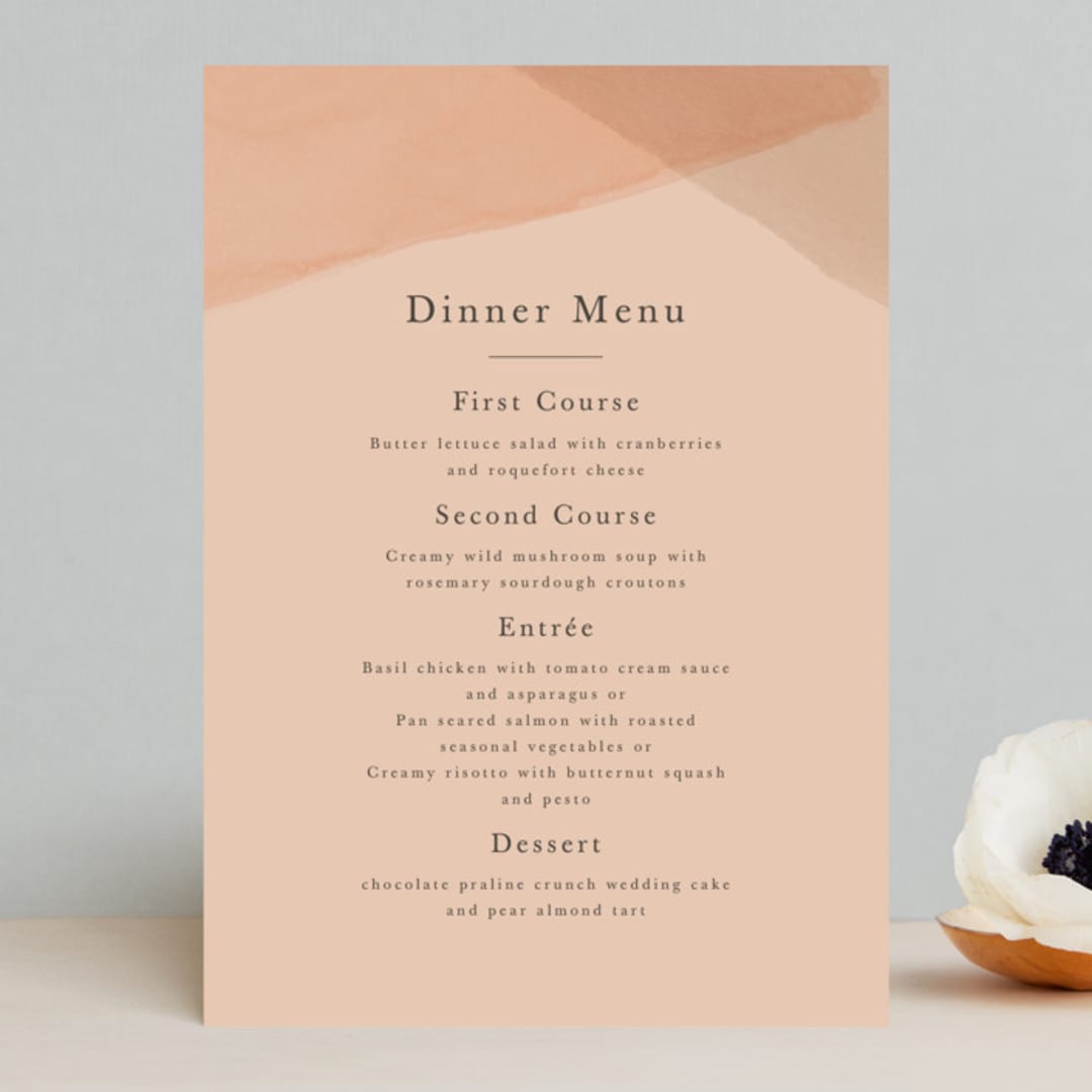 "Desert Wash" - Menus in Peach by Amy Kross - Front