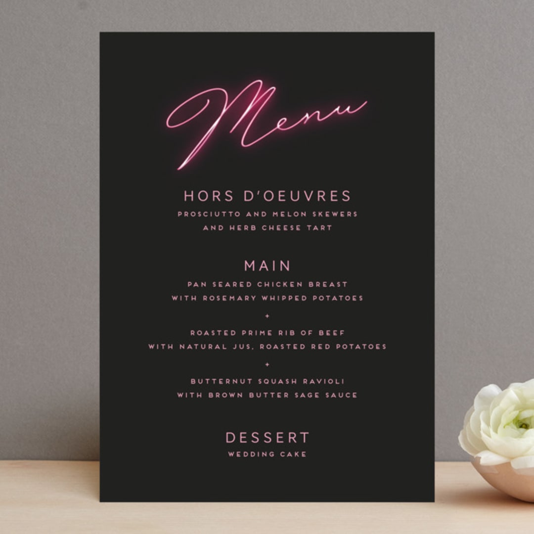"Crazy in Love" - Menus in Hot Pink by Design Lotus - Front