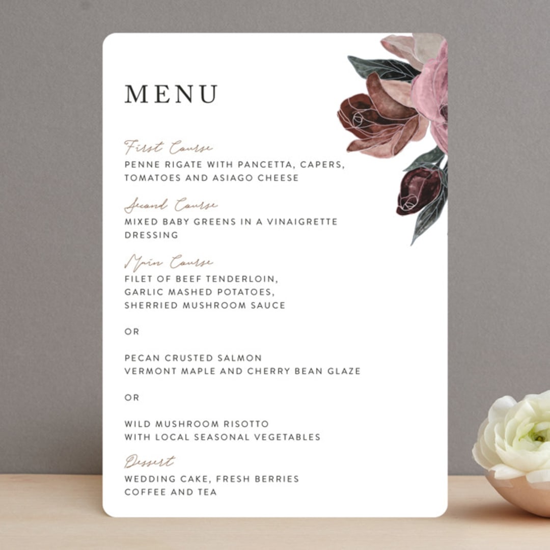 "floral corner" - Menus in Marsala by Cass Loh - Front