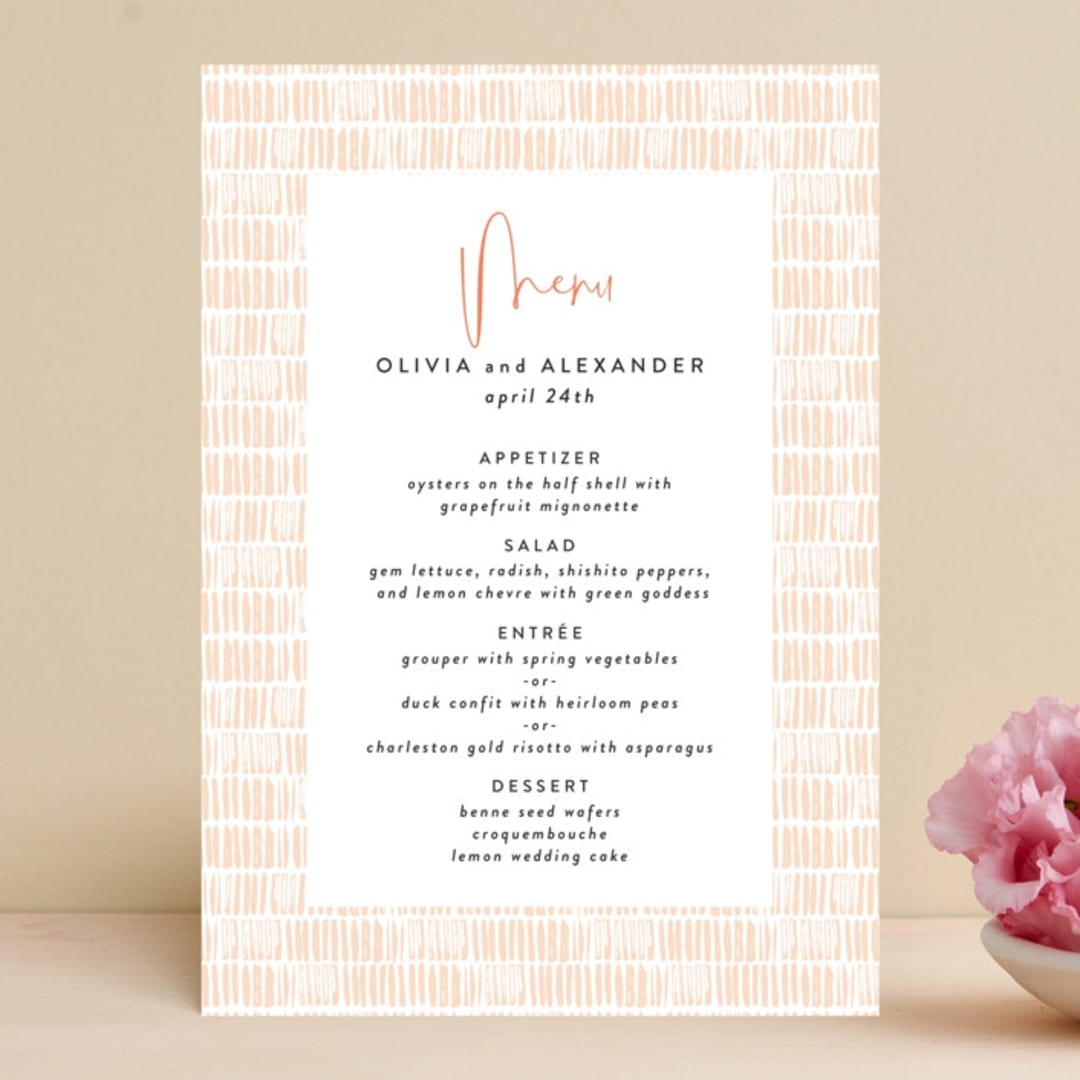 "Posie Garden Bouquet" - Menus in Peach by Erika Firm - Front