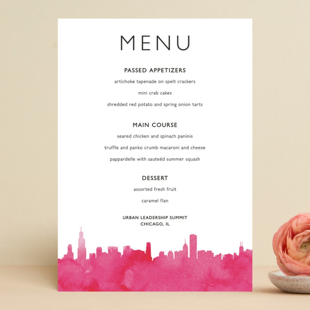 "Skyline Chicago" - Menus in Magenta by Laura Condouris - Front